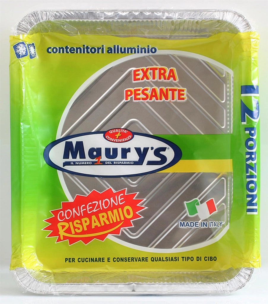 MAURY'S CONTENITORE PER ALIMENTI IN ALLUMINIO 12 PORZIONI 2PZ EXTRA PESANTE