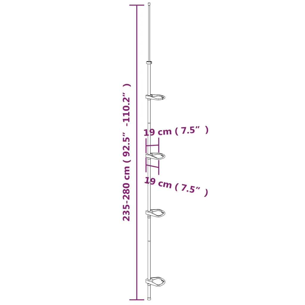 Supporto Doccia Telescopico con 4 Ripiani in Alluminio Argento CFW4014163