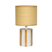Lampada da tavolo interno ceramica paralume effetto rattan, 28cm,