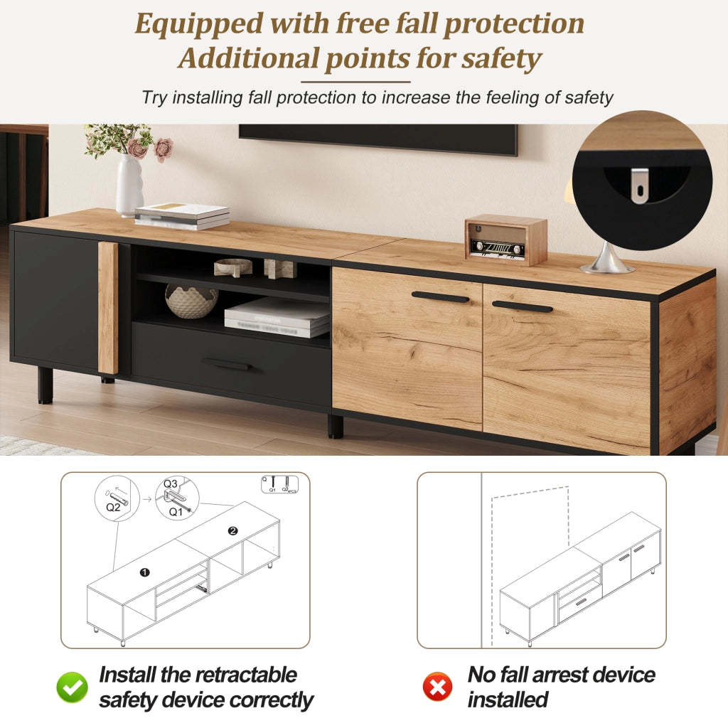 Mobile TV con 3 ante e 1 cassetto; vano aperto - per soggiorno - 180×32.5×50 cm