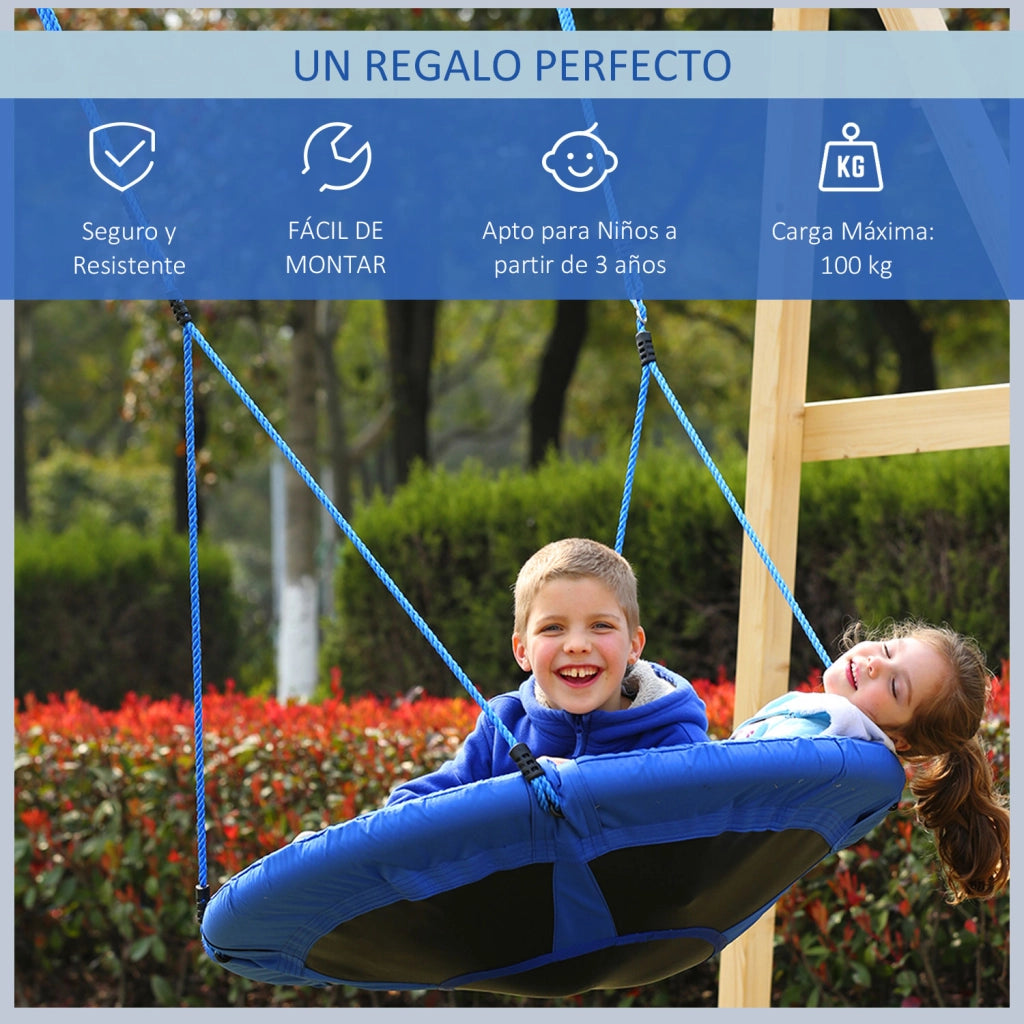 Altalena Nido Rotonda per Bambini ¨C Xylo ¨C Blu ?100x180cm Carico 100kg Esterno Interno +3 Anni