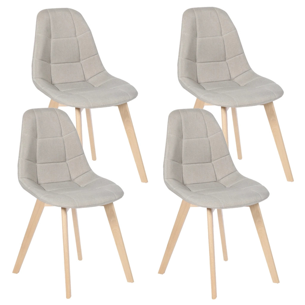 IDMarket - Set di 4 sedie da pranzo in tessuto beige GABY