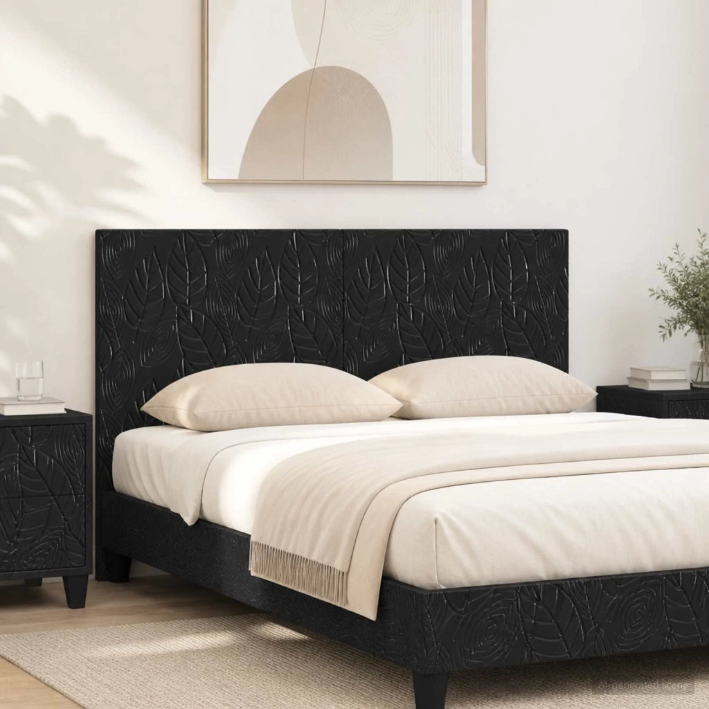 Testiera da Muro DELFT Nero Legno ingegnerizzato 897186