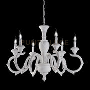 Lampadario in legno bianco shabby 6 luci Fiorenza