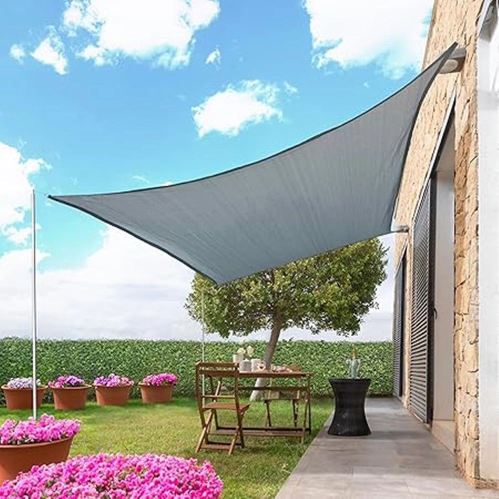 Trade Shop - Tenda Vela Ombreggiante Parasole Da Esterno Terrazze Giardino Patio Rettangolare 3x4 Mt - Grigio