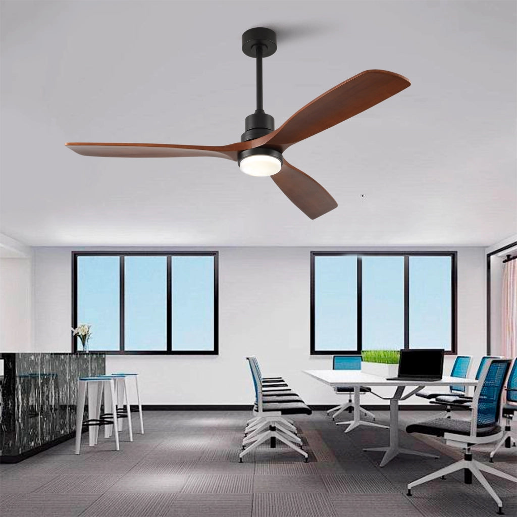 Ventilatore da soffitto 60 pollici ad elica, 3 pale legno massello, 3CCT, motore DC reversibile silenzioso, telecomando 6 velocit¨¤ con memoria