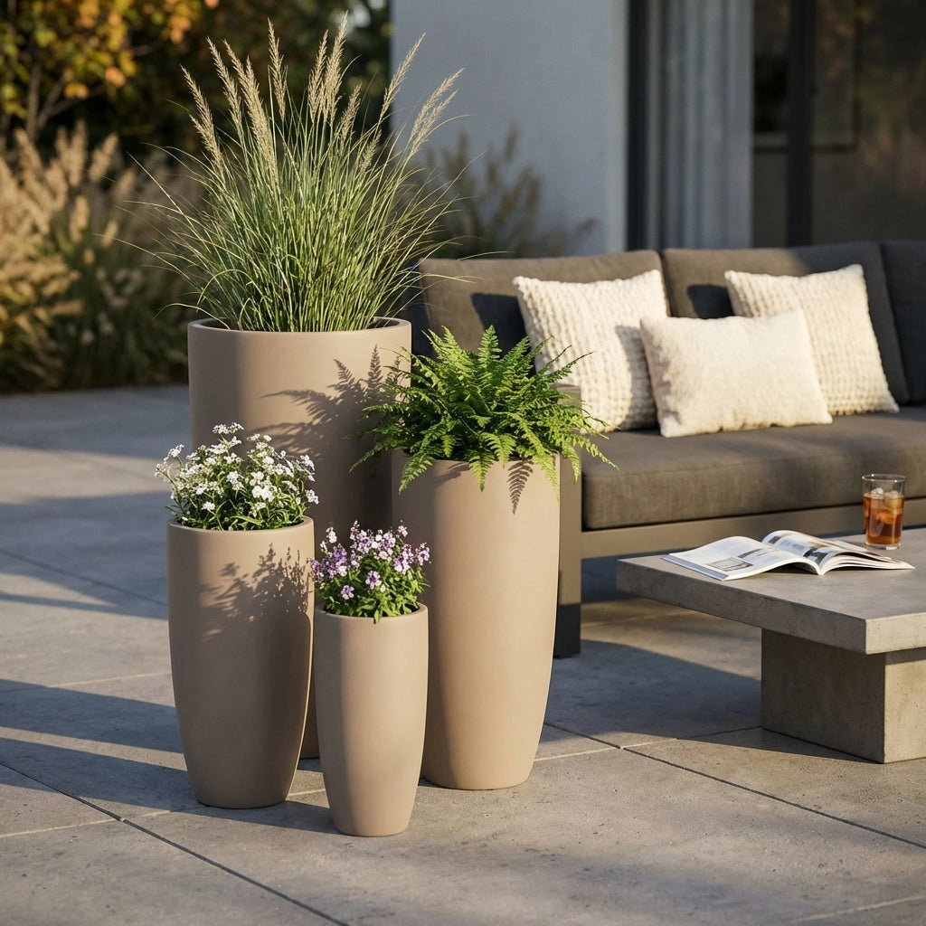 Set di 4 vasi da Giardino in Fibra di argilla cm 54x54x101 - DERRICK