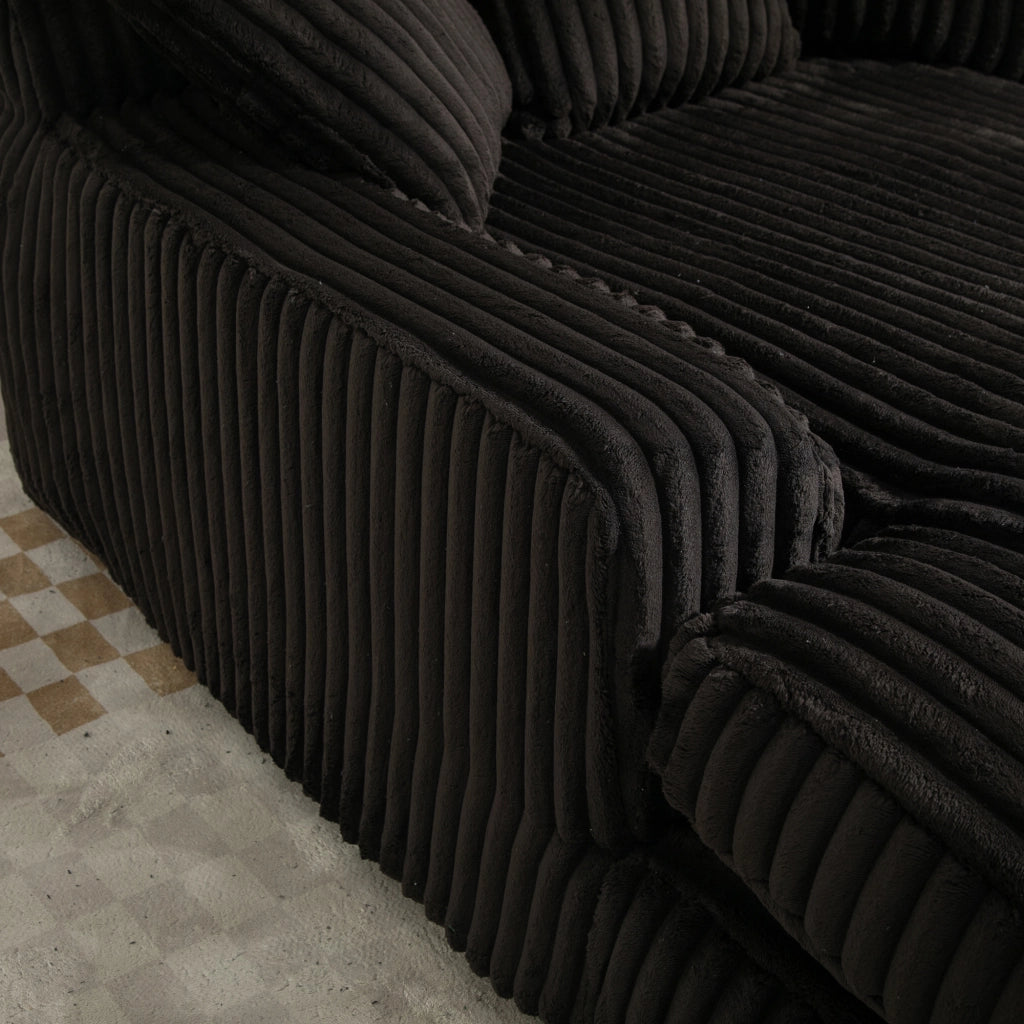 Divano Letto Singolo Cloud Couch ¨C MINIMAL ¨C Velluto a Coste Nero con Cuscini