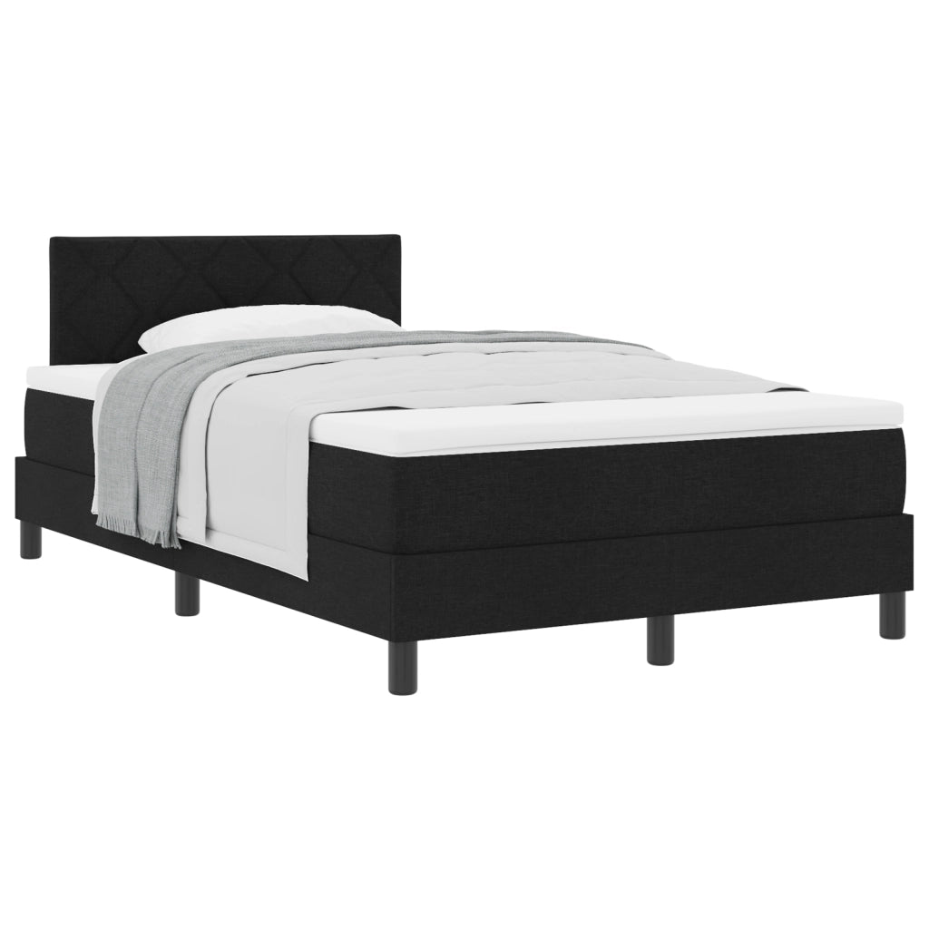 Letto con rete a molle in nero 120x190 cm tessuto