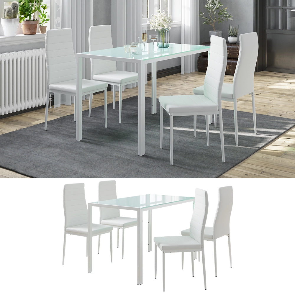 Vicco Set da pranzo Bianco 120 x 75 cm con 4 sedie