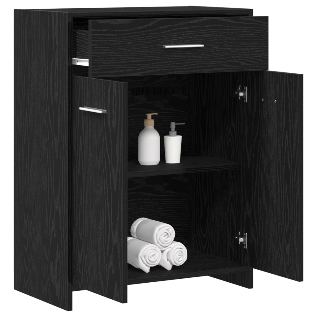 Mobile da Bagno  Nero Rovere 60x33x80 cm Legno Ingegnerizzato