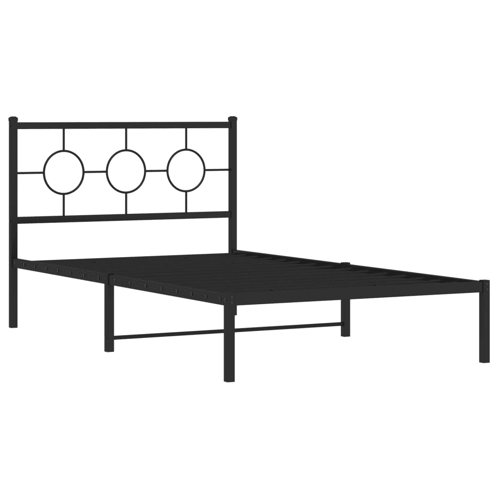 Letto singolo | Letto per adulti | Giroletto con Testiera in Metallo Nero 107x203 cm