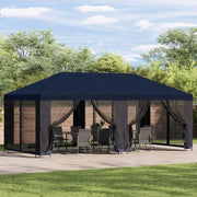 Gazebo con pareti laterali 6 x 3 m Blu Poliestere e Acciaio 190