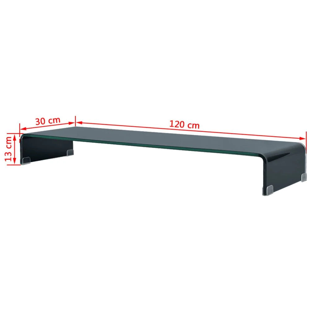 Mobile TV credenza design pratico supporto per monitor da 120 cm vetro nero 2502226