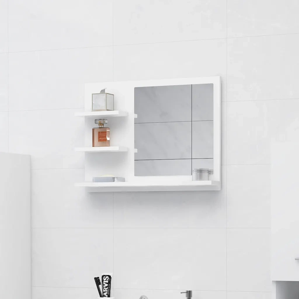 Specchio da Bagno Bianco 60x10,5x45 cm in Legno Multistrato 805006
