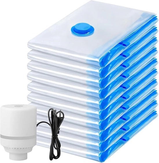 Sacchi di aspirazione - Sacchi per abbigliamento - Pomp manuali per aria - Portatile/Utilizzo - Con pompatura elettrica - Con 4 pezzi di sacchi di stoccaggio - Per viaggi di abbigliamento, coperte, copriletti, cuscini e lenzuola - 100x200cm