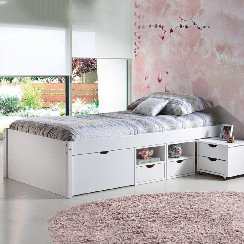 Letto Matrimoniale Cavallo, Letto Matrimoniale Contenitore, Bianco Quercia