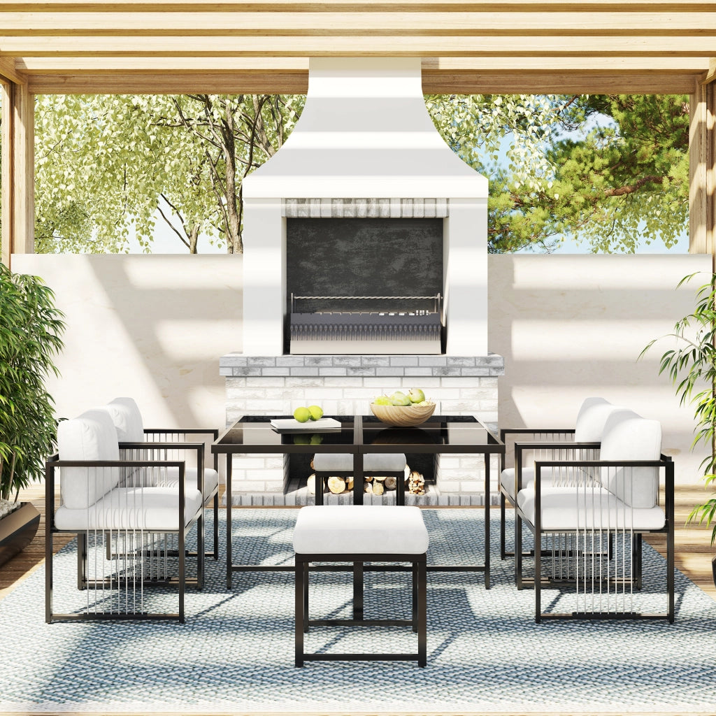 Set Tavolo e Sedie da Giardino 7 Pezzi per 6 Persone ¨C MINIMAL ¨C Vetro Temperato