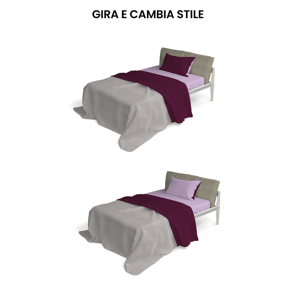 Set Lenzuola Sopra Sotto e Federe Doubleface Lilla/Prugna 1 Piazza e Mezzo