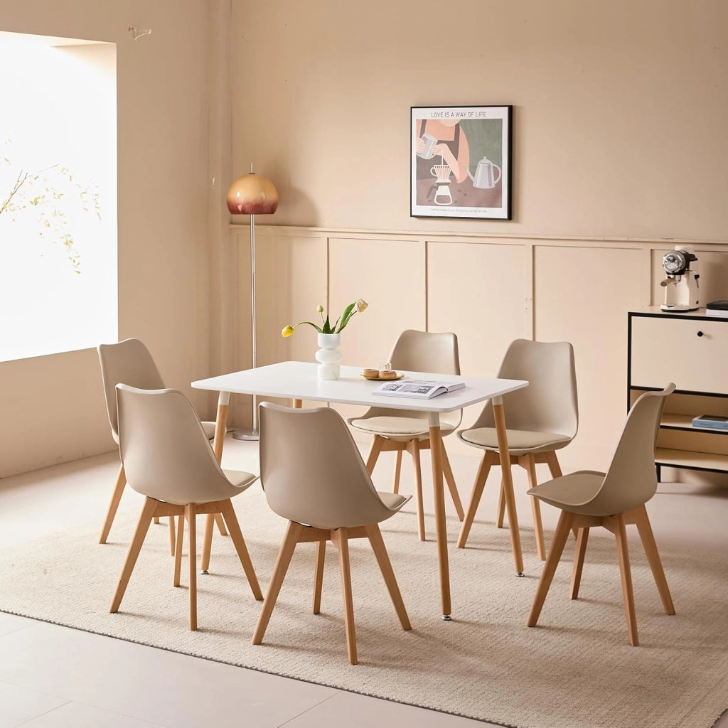 GrandCA HOME Set di 6 Sedie Imbottite per Sala da Pranzo Con Gambe in Legno Massello di Faggio, Adatte per Sala da Pranzo, Soggiorno, Cucina, Camera da Letto, Cachi