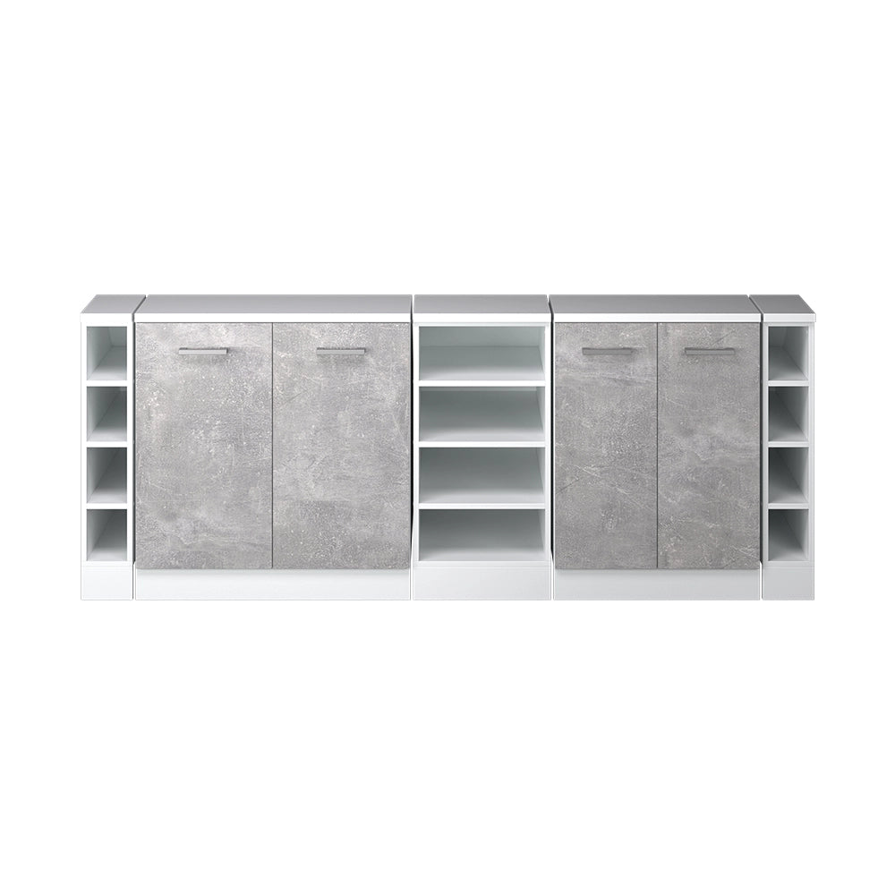 Set di mobili sottotetto Rion Calcestruzzo/Bianco 210 cm Set di 5 carcasse armadio profondità 60 cm Vicco
