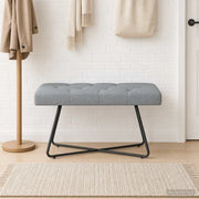 Panchina con bottoni imbottiti Grigio Chiaro 80 x 40 x 46 cm 42038357