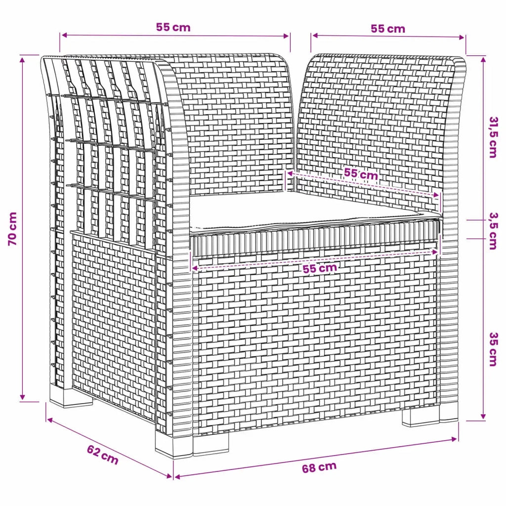 Poltrona a 1 Posto con Cuscino Aspetto Rattan PP Bianco 8011861