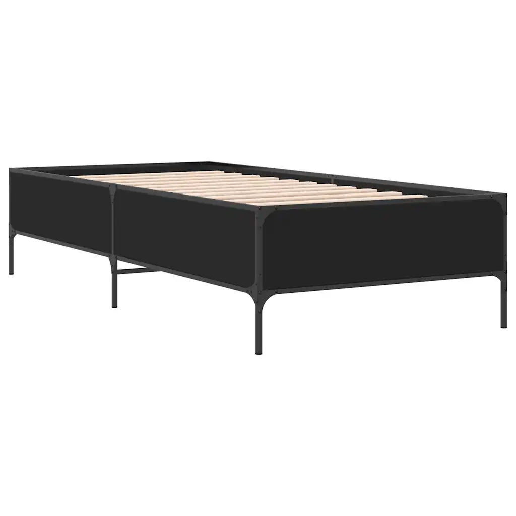 Giroletto-Struttura Letto Nero 90x200 cm in Legno Multistrato e Metallo 751159