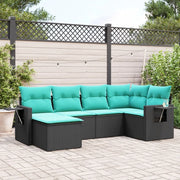 Set Divani da Giardino 6 pz con Cuscini Nero in Polyrattan 3220456