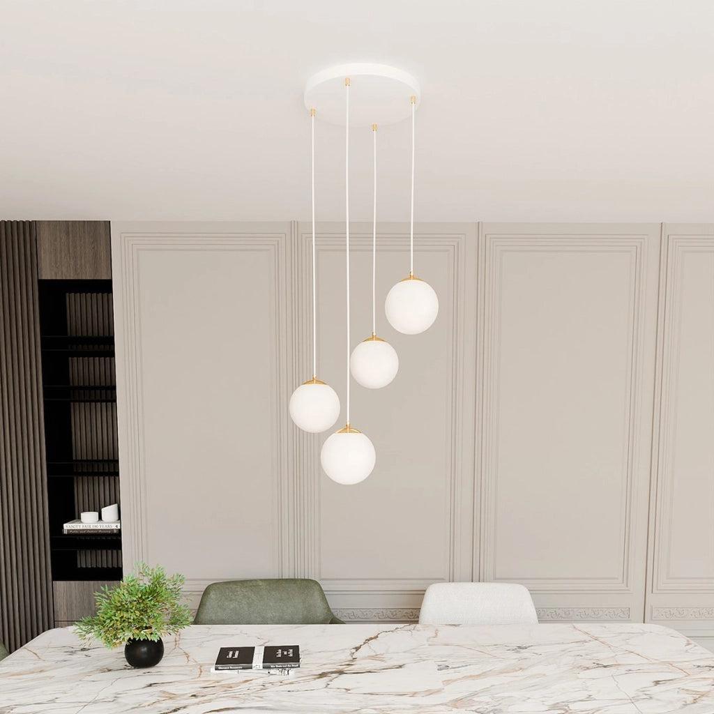 Lampada a sospensione ROYAL in acciaio bianco e oro