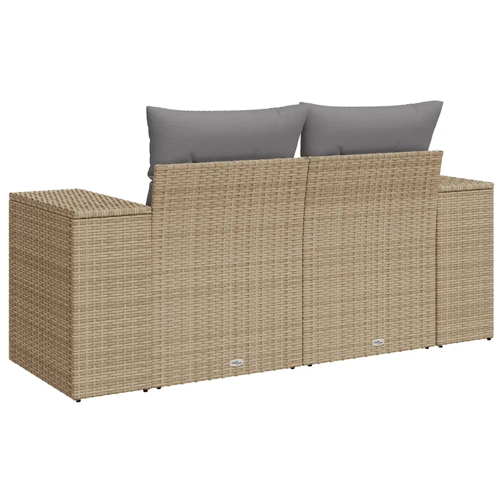 Divano da Giardino con Cuscini a 2 Posti-Sofa da Giardino-Divano da esterno Beige in Polyrattan 395273