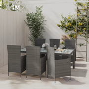 Set da Pranzo per Esterni 7 pz con Cuscini in Polyrattan Grigio 3094877