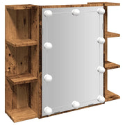 Mobiletto a specchio con illuminazione a LED contenitore per gioielli 70 x 16 x 60 cm atmosfera accogliente elegante finitura in legno anticato 02_0051000