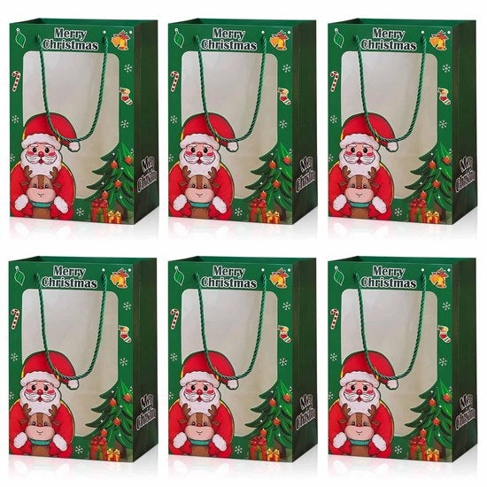 Confezioni regalo con finestra - 6 pezzi - Riciclabili - Natale - Verde - 20 x 15 x 30 cm - Confezioni regalo