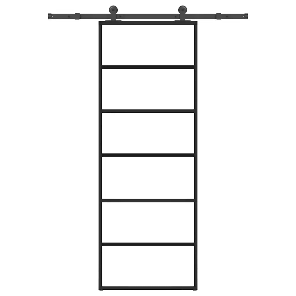 Porta Scorrevole con Ferramenta 76x205cm Vetro ESG Alluminio