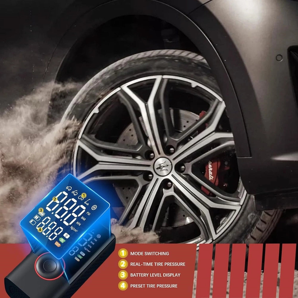 Trade Shop - Mini Compressore Ad Aria Portatile Gonfia Pneumatici Gomme Auto Moto Gonfiaggio Rapido -