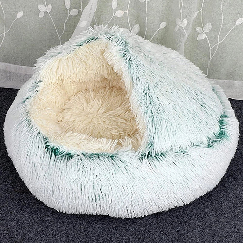 Trade Shop - Sacco A Pelo Semichiuso In Pelliccia Sintetica Morbido Per Gatti Cani Verde 40cm -