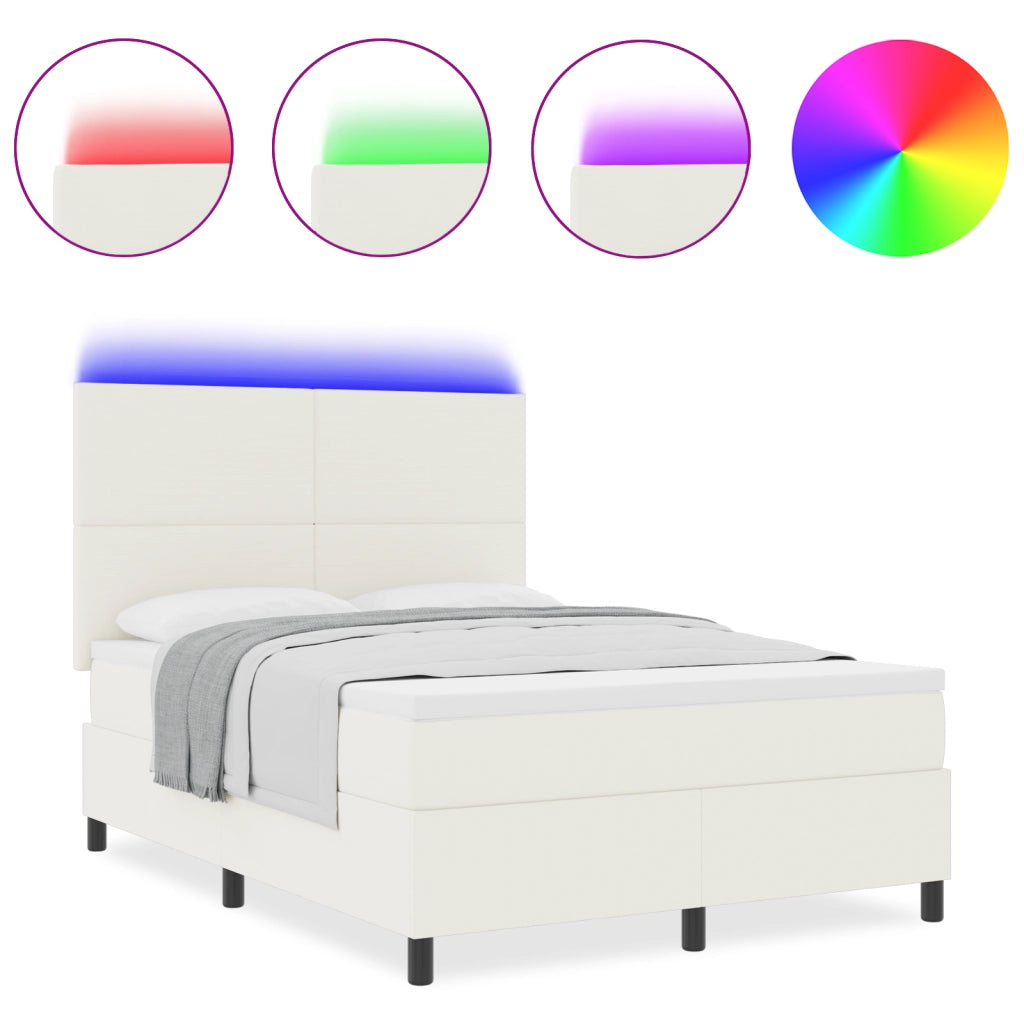 Letto a Molle con Materasso&LED Crema 140x200 cm Velluto