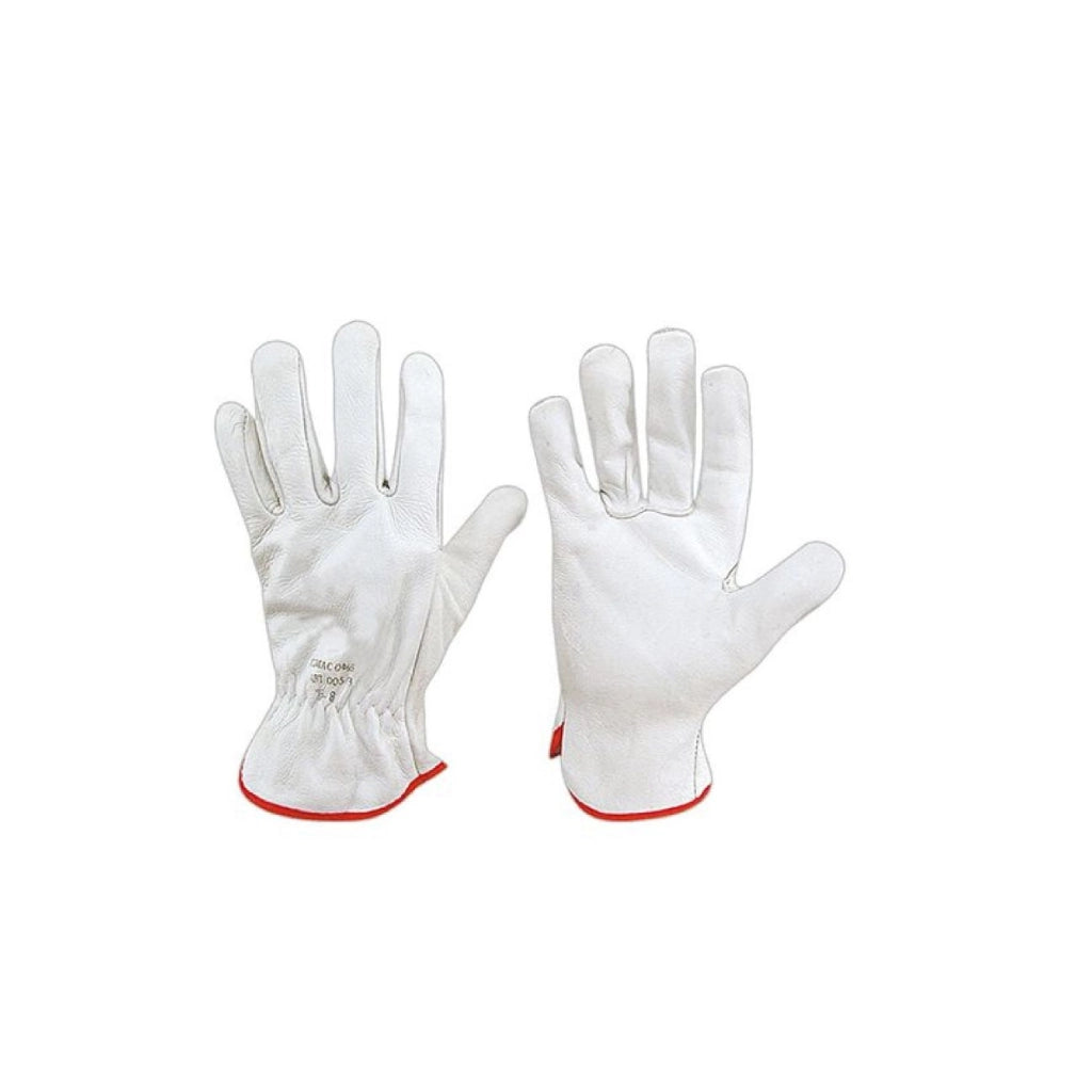 Guanti in pelle fiore di bovino bianco agricoltura automezzi meccanica lamierati TG. 9