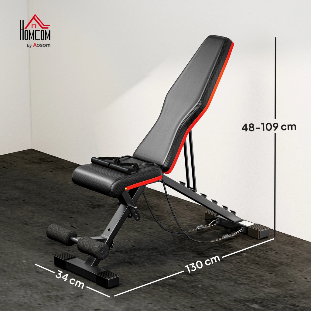 Panca Multifunzione per Addominali e Pesi con Inclinazione Regolabile ¨C Minimal ¨C 130x48x48-109cm Nero