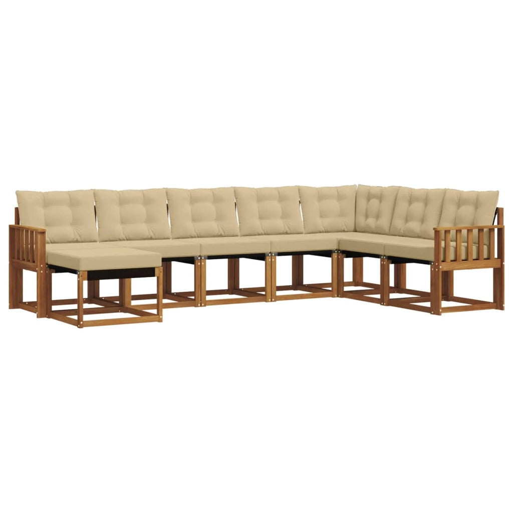 Set di divani da esterno con cuscino 8 pcs Naturale e Beige 3368952