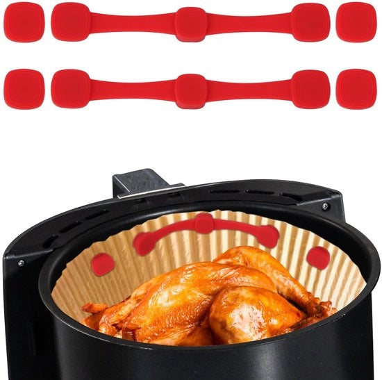 Set di Beugoli in Silicone - 2 Set - Magnete per Airfryer - Beugoli Magnetici in Silicone - Accessori Cucina - Rosso - Materiale BPA-Gratuito - Accessori per Air Fryer