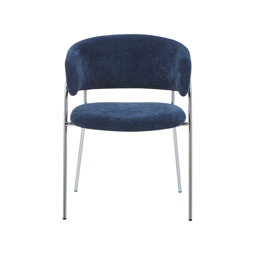 Poltrona vintage in tessuto con struttura cromata (set di 2), blu