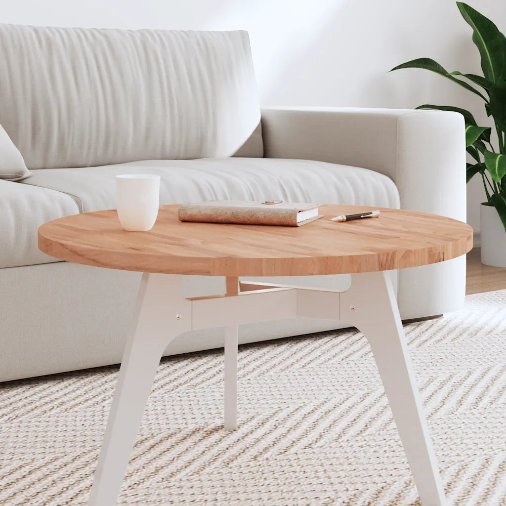 Piano per Tavolo Ø70x2,5 cm Rotondo in Legno Massello di Faggio 355938
