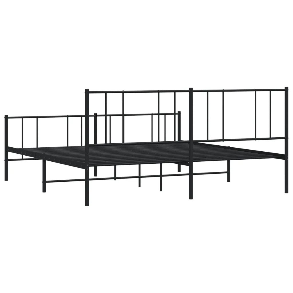 Giroletto con Testiera e Pediera-Struttura Letto Metallo Nero 200x200 cm 997936