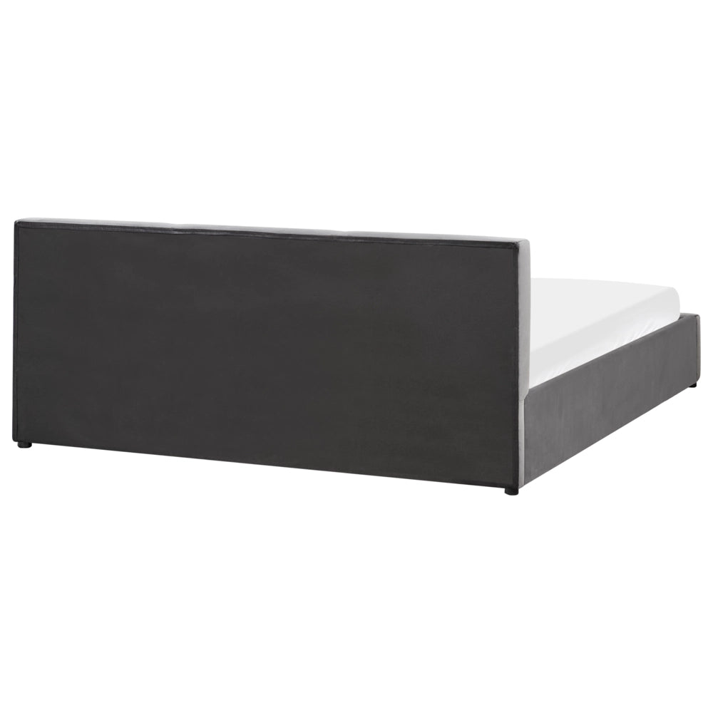 Letto Ottomano Grigio Scuro Velluto Tappezzato 180 x 200 cm Testiera Travestita Funzione Contenitore