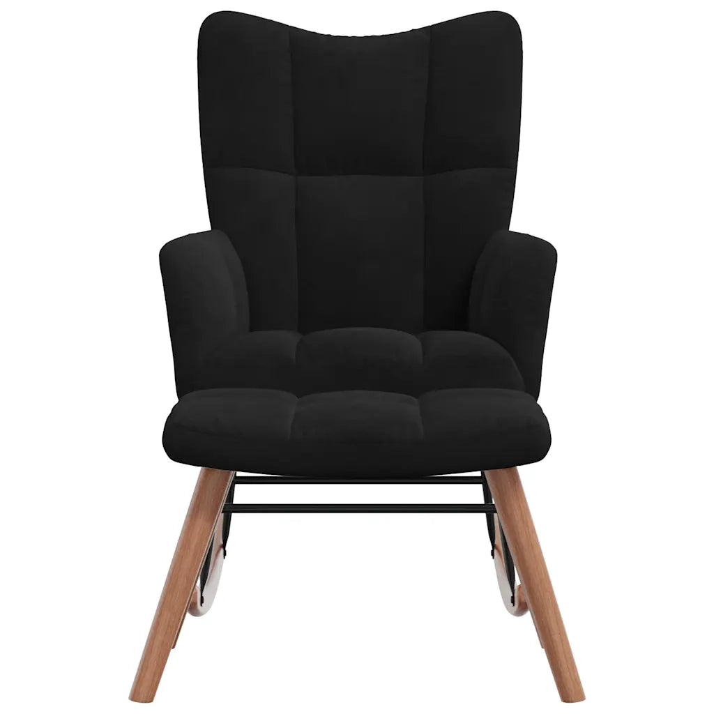 Poltrona a Dondolo con Poggiapiedi Nera in Velluto cod mxl 52509