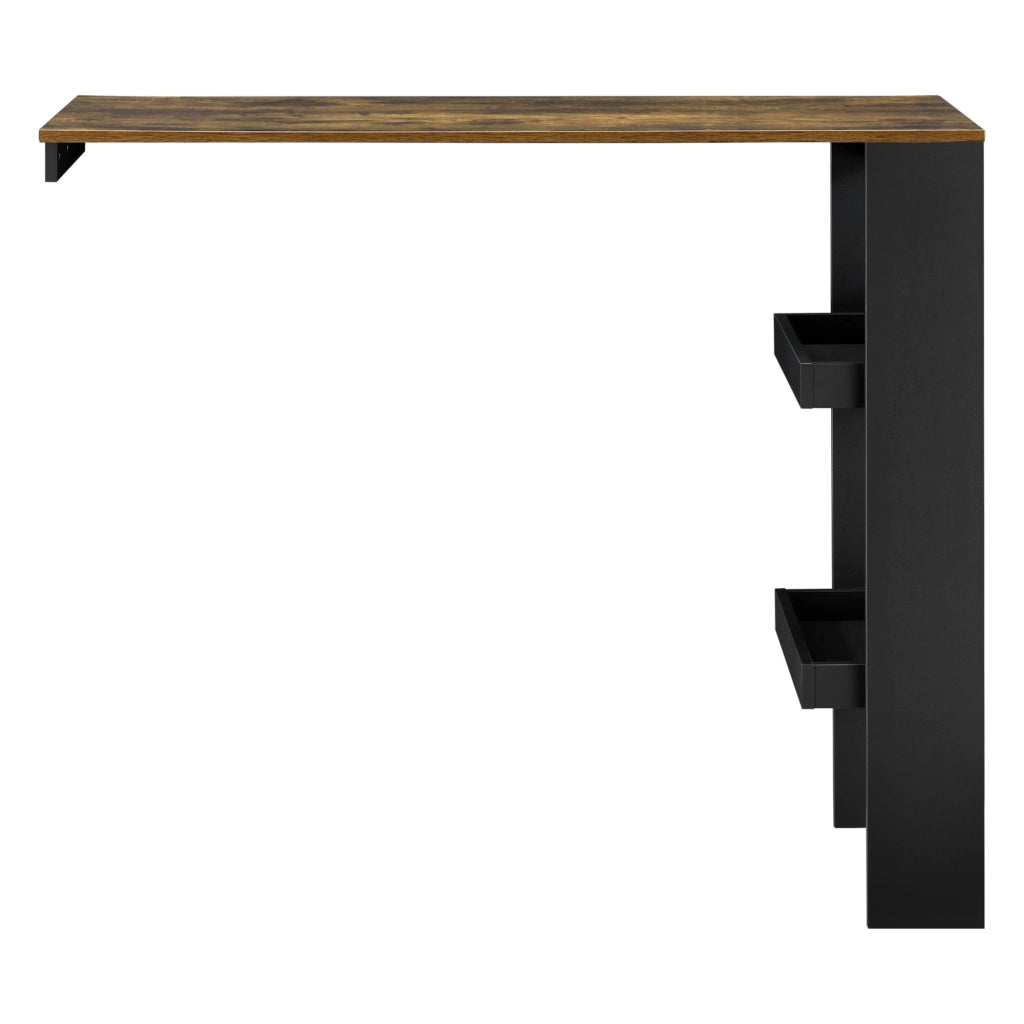 Elegante tavolo da bar con vani portaoggetti tavolo da bistrot a parete pannello di particelle rivestito in melaminico 120 x 45 x 106 cm rovere scuro/nero 03_0006216