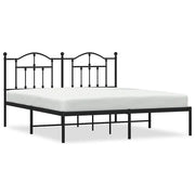 Letto matrimoniale | Letto per adulti | Giroletto con Testiera in Metallo Nero 160x200 cm