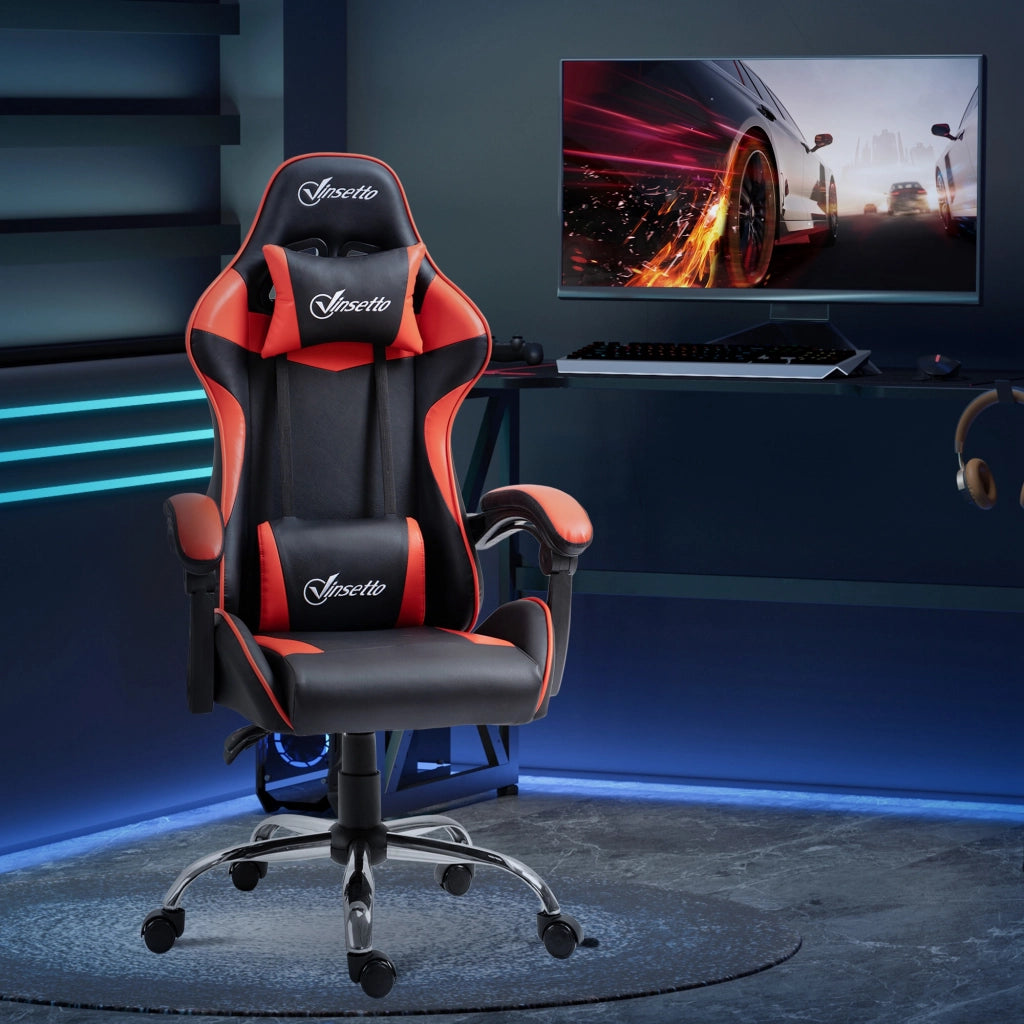 Sedia da Gaming Racing Girevole Regolabile in Altezza ¨C zephmum ¨C Rosso 63x67x122-130 cm